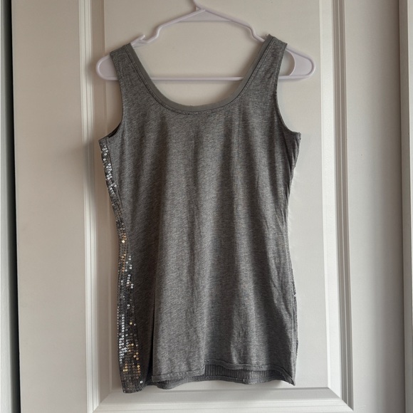 White House Black Market silver sequin tank top - Picture 3 of 8